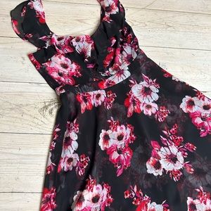 Romantic Ruffled Black House White Market Swing Dress